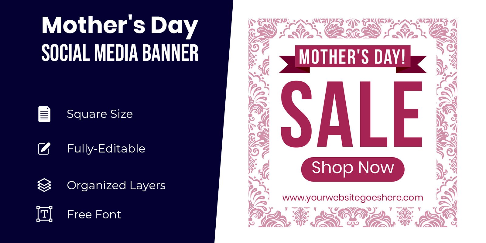 Floral Mothers Day Banner Background