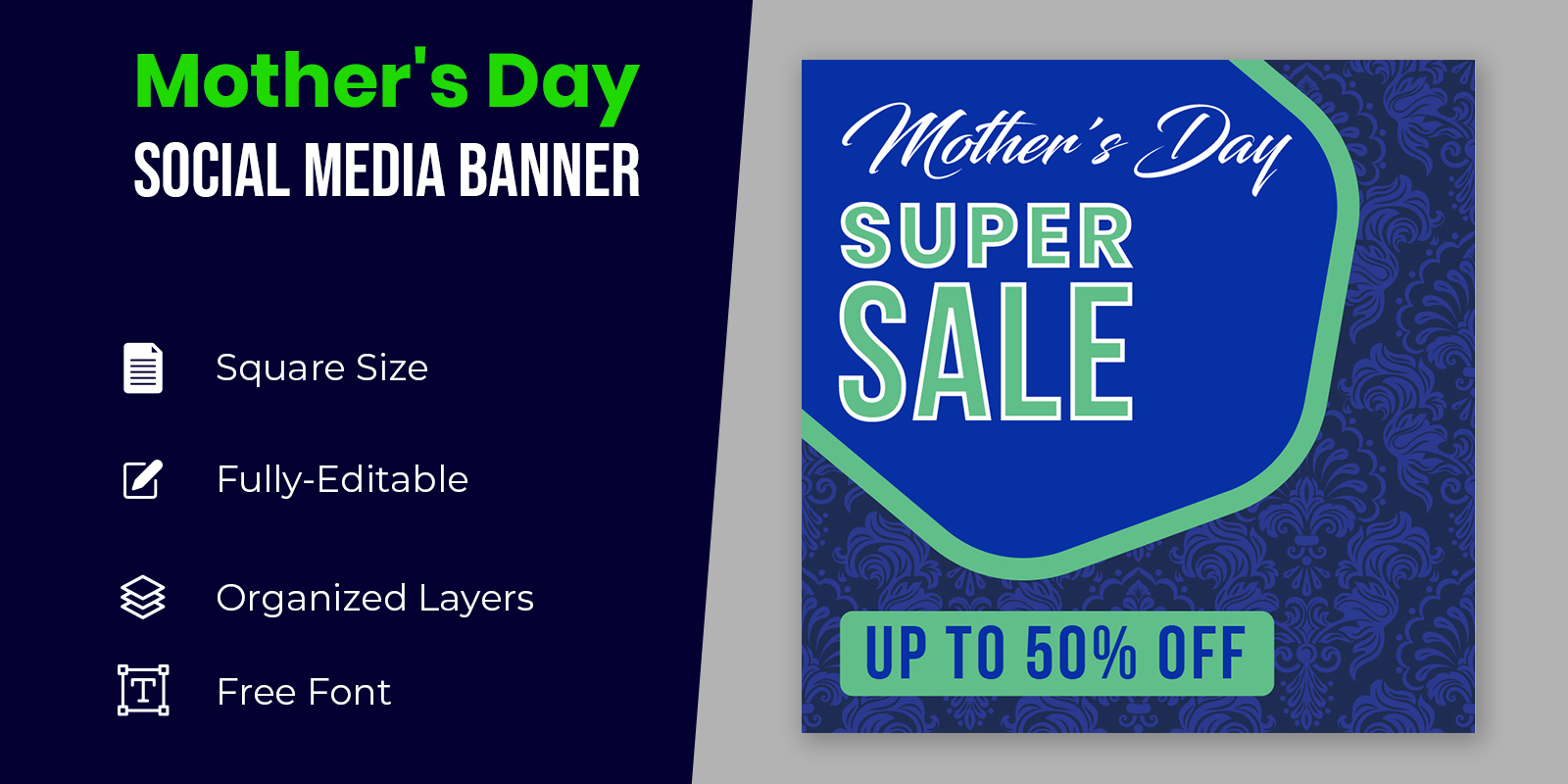 Mothers Day Super Sale Social Media Banner Design