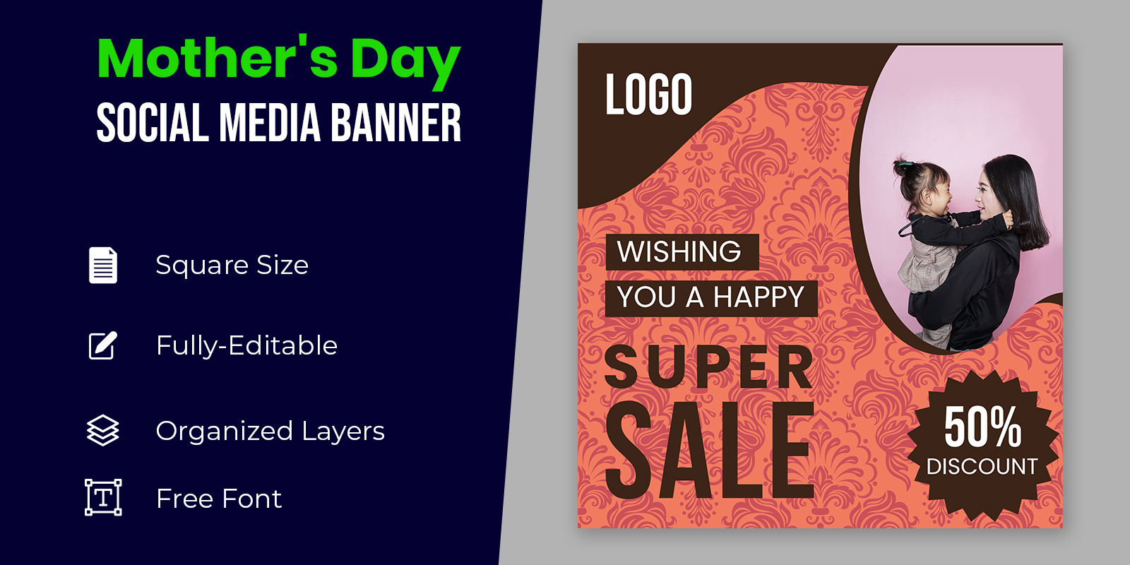 Mothers Day Brown Banner Design