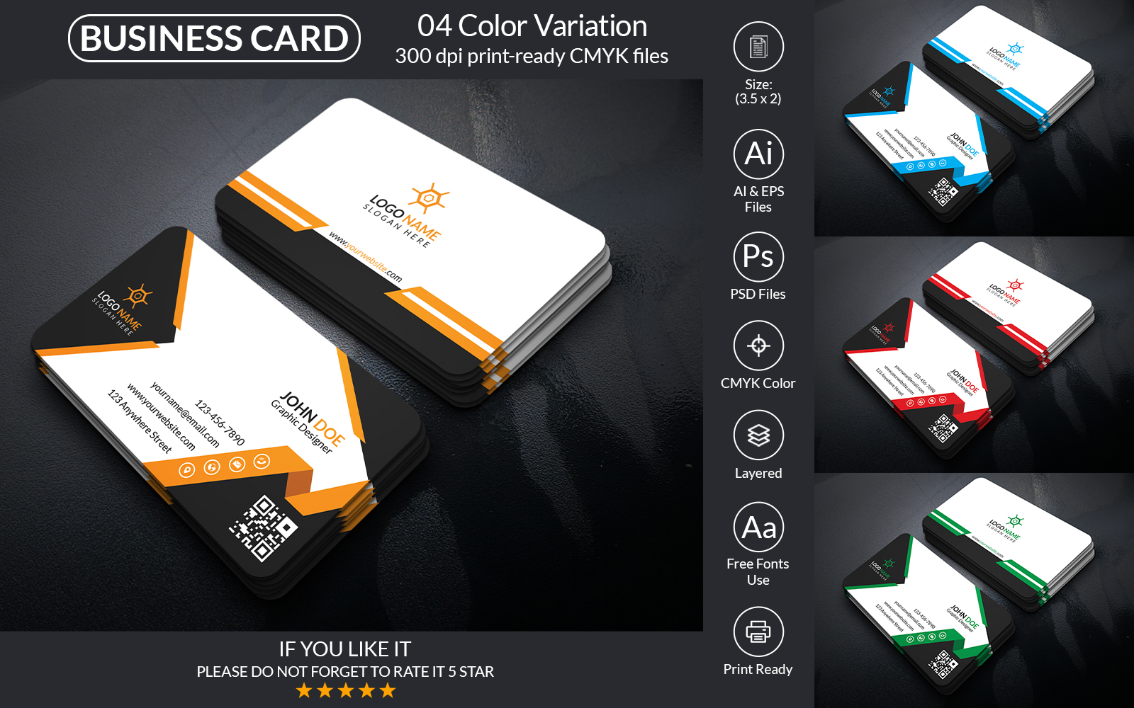Business Card With Vector And PSD Format
