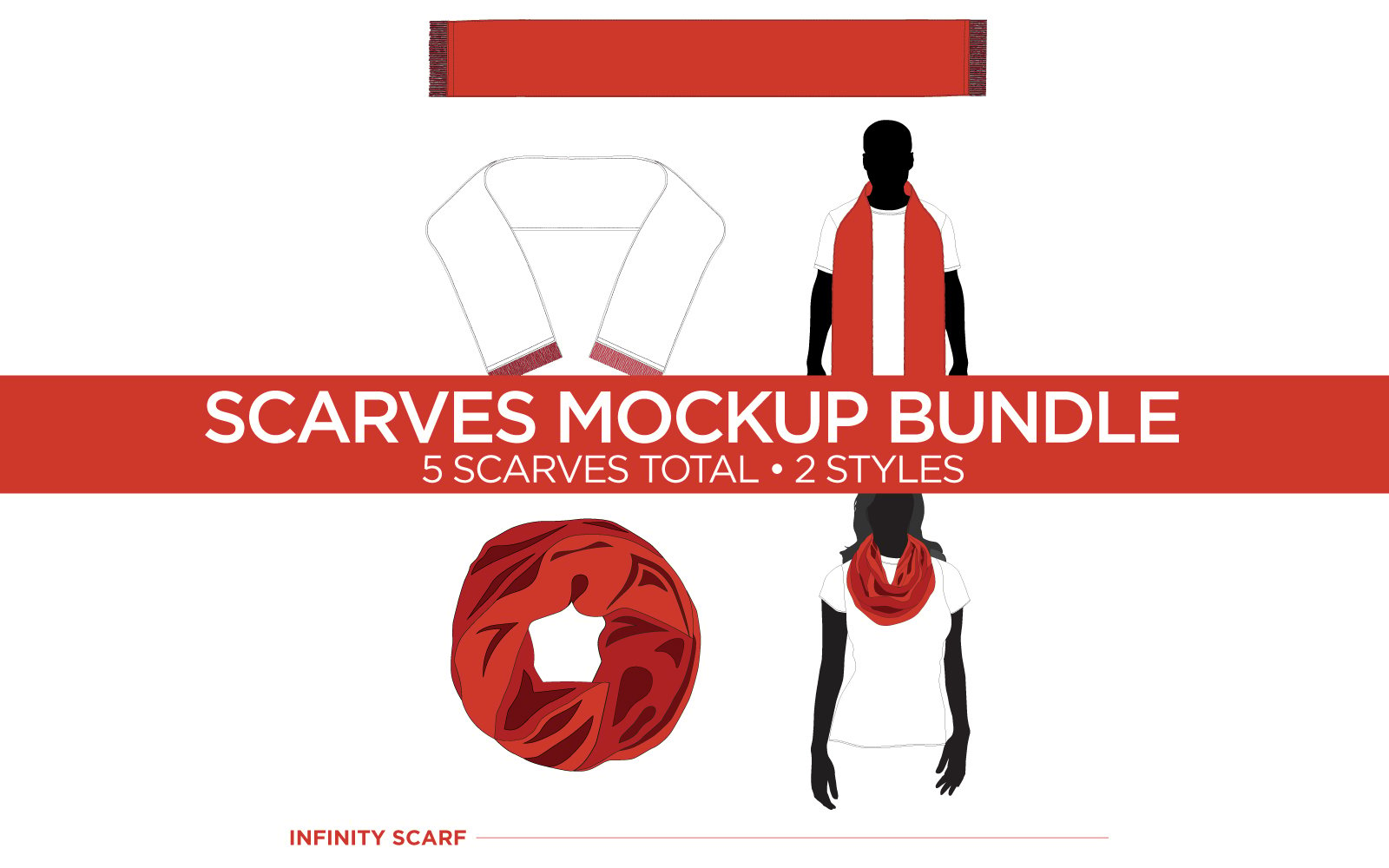 Scarves Bundle - Vector Template Mockups