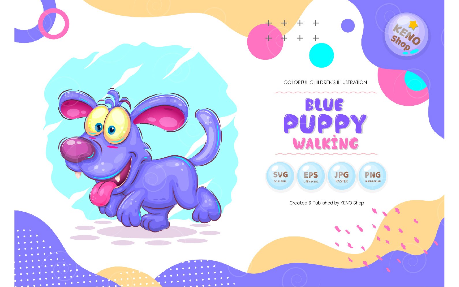 Blue puppy walking vector