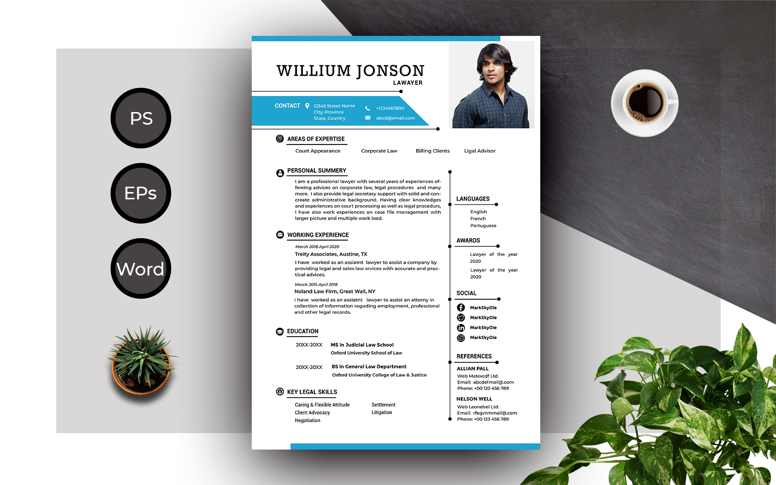 Resume Template of Lawyer's Professional Complete CV Template