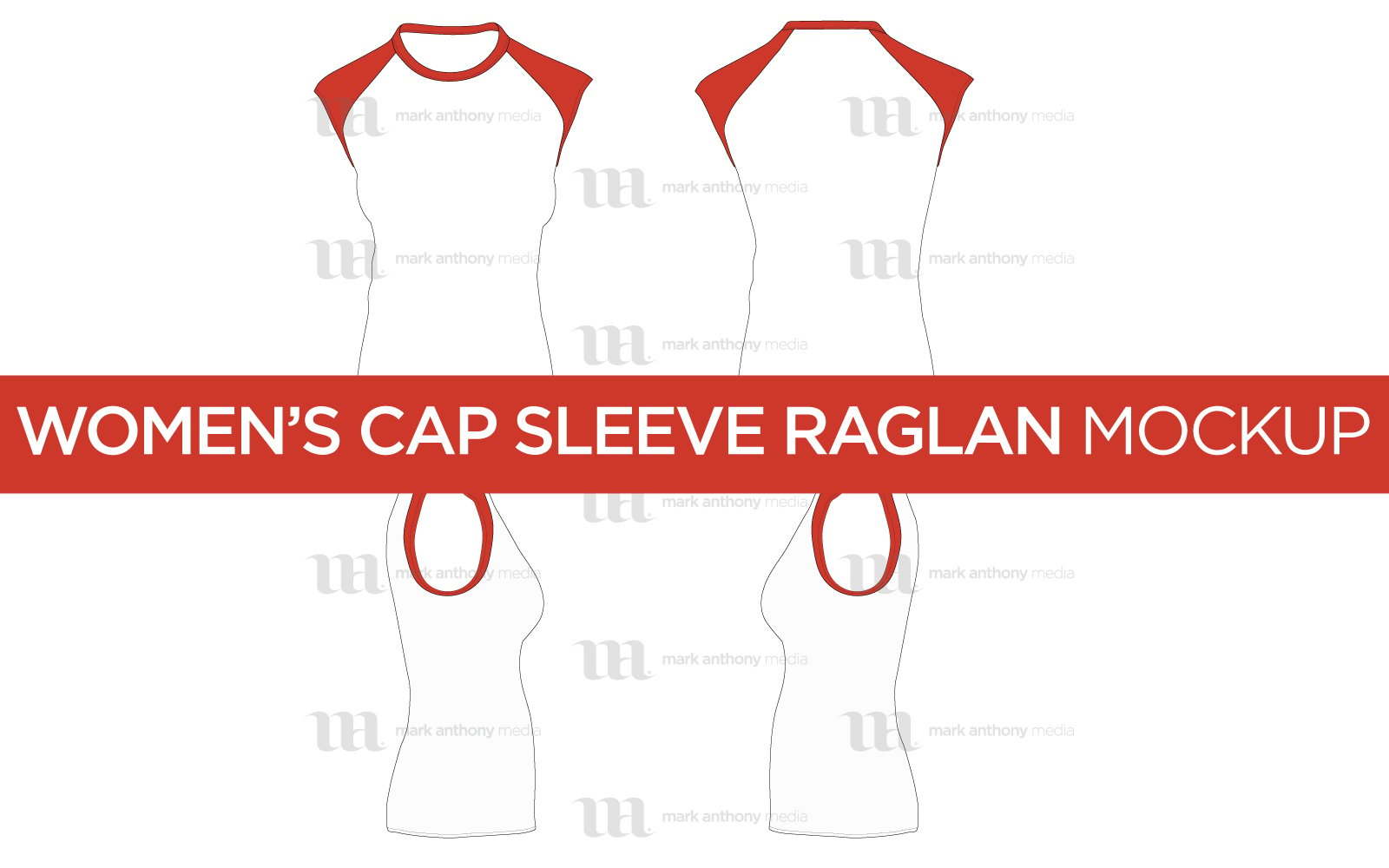 Raglan Women's Cap Sleeve/Sleeveless Shirt - Vector Mockup Template