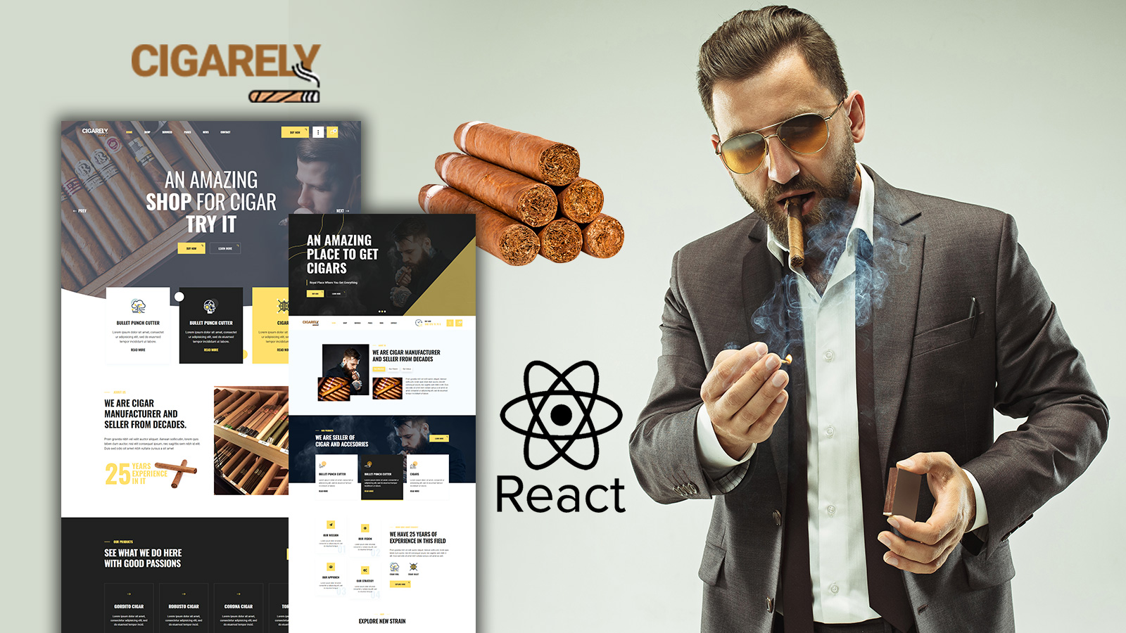 Cigarely - Cigar Shop React Website Template
