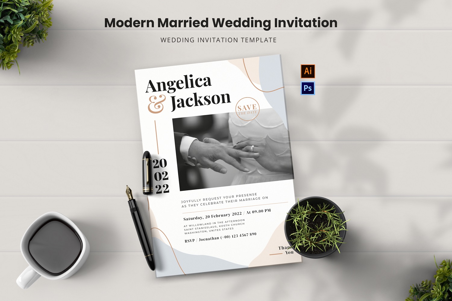 Modern Married Wedding Invitation