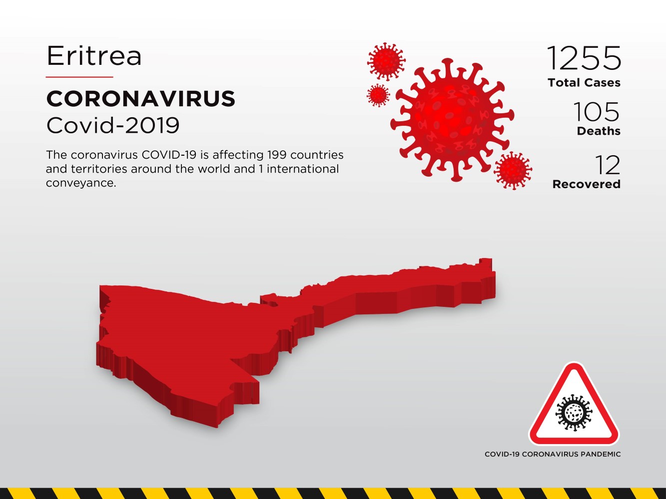 Eritrea Affected Country 3D Map of Coronavirus Corporate Identity Template