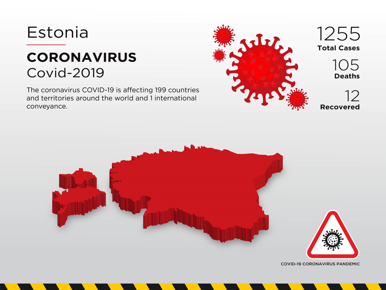 Estonia Affected Country 3D Map of Coronavirus Corporate Identity Template