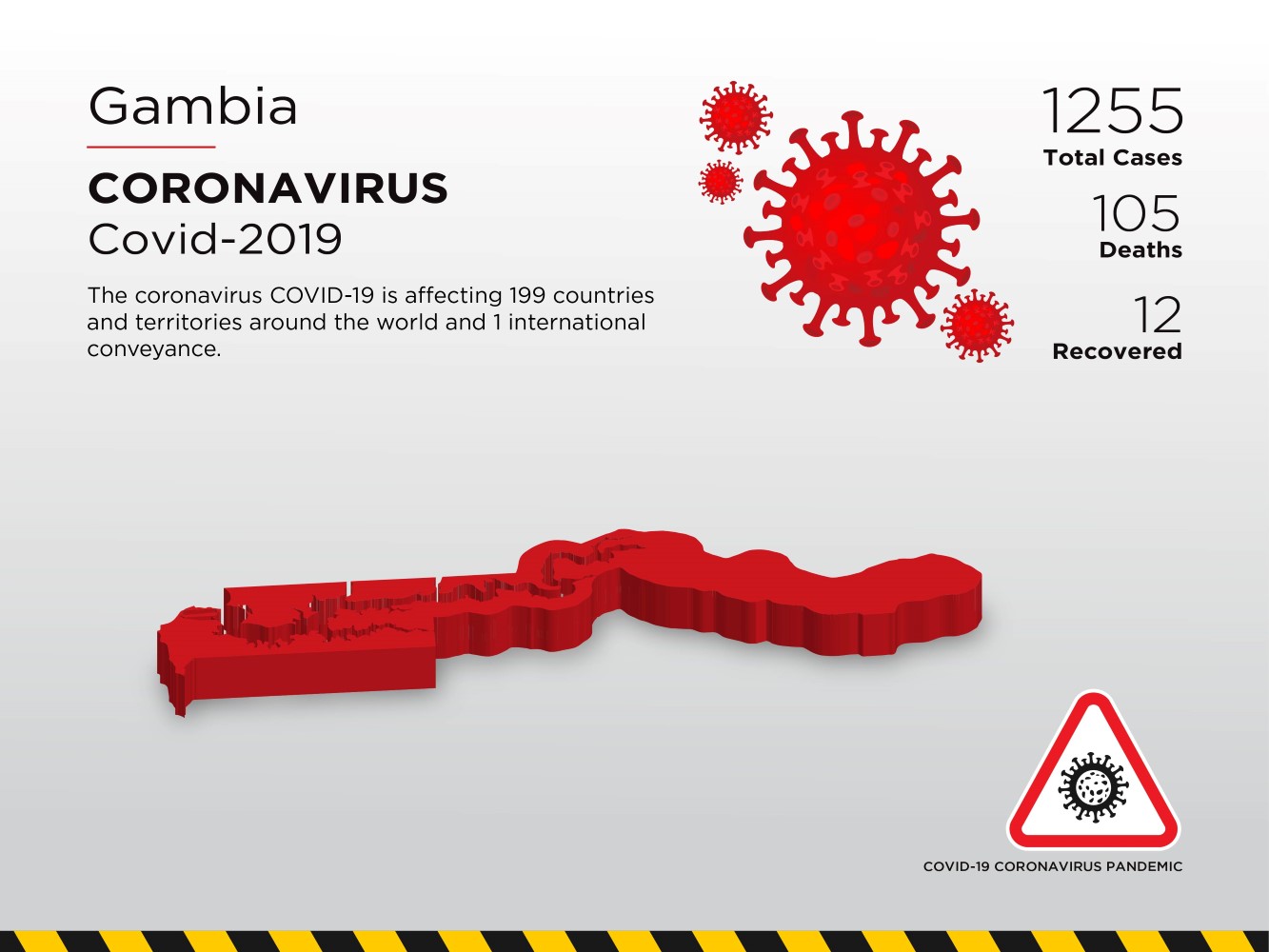 The Gambia, Affected Country 3D Map of Coronavirus Corporate Identity Template