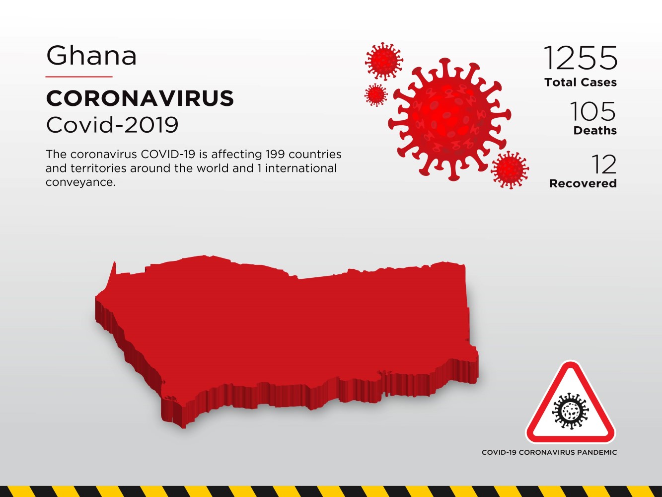 Ghana Affected Country 3D Map of Coronavirus Corporate Identity Template