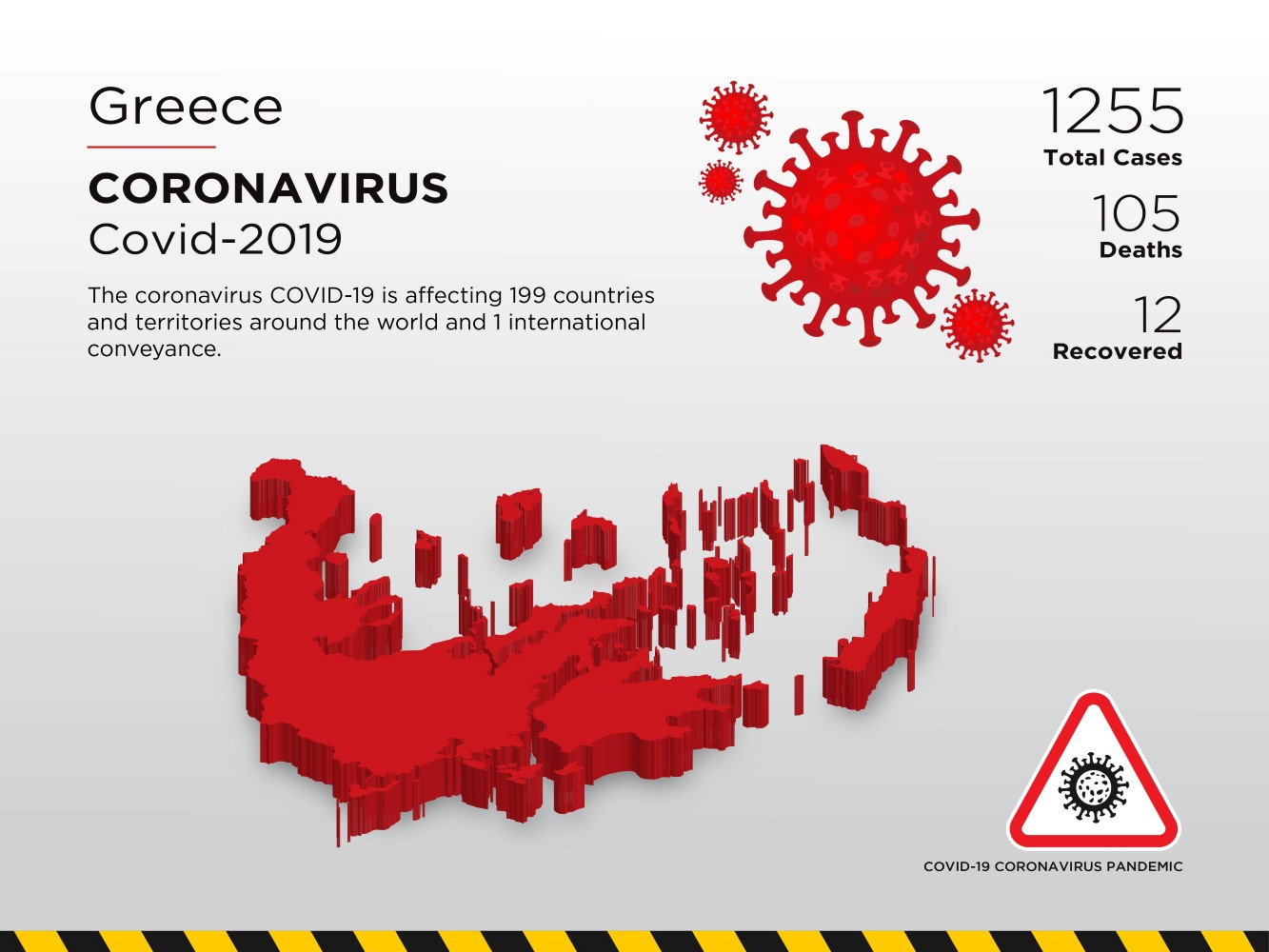 Greece Affected Country 3D Map of Coronavirus Corporate Identity Template