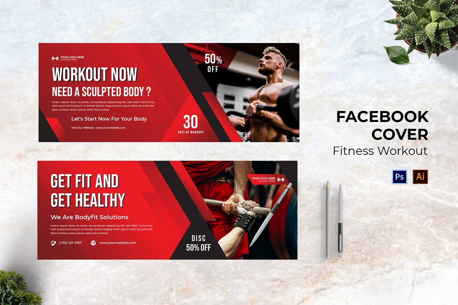 Fitness Workout Facebook Cover Social Media