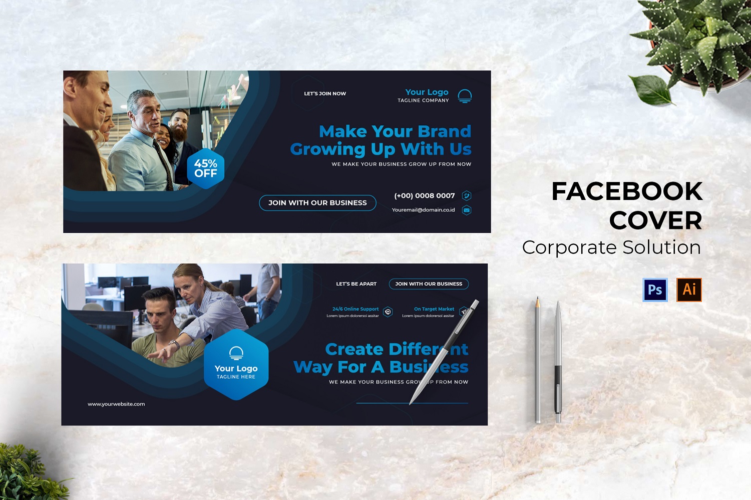 Corporate Solution Facebook Cover Social Media