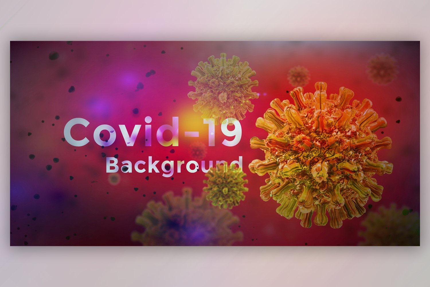 Coronavirus Cell in Microscopic View in Red with Yellow Color Banner Illustration