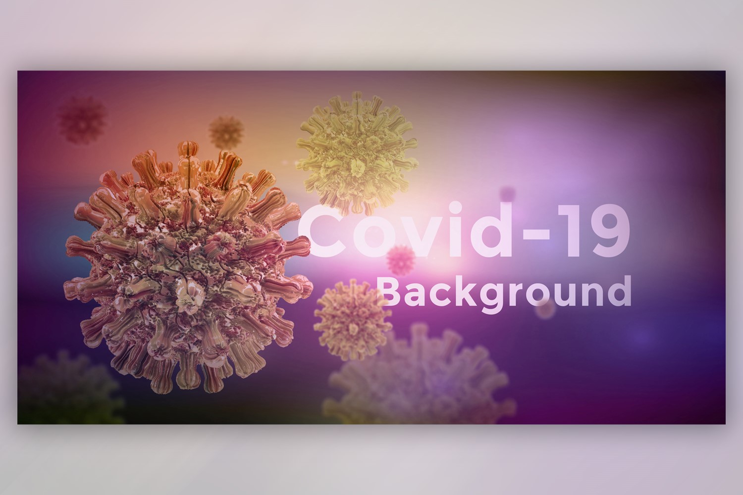 Coronavirus Cell in Microscopic View in purple with Yellow Color Banner Illustration