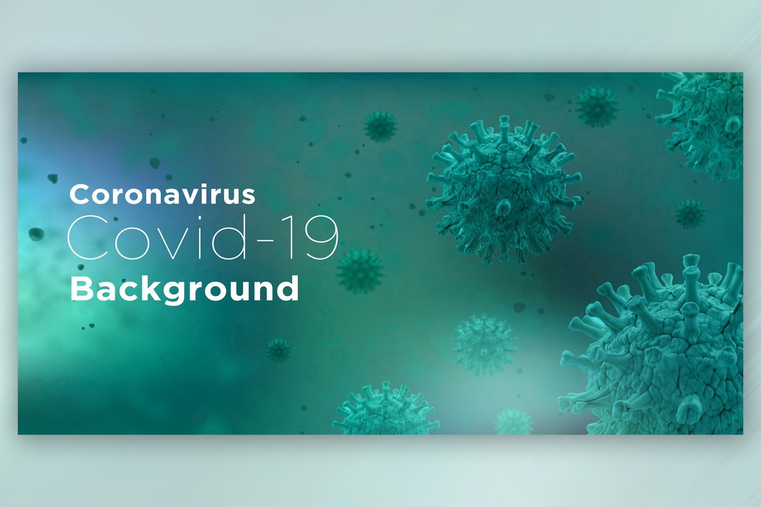 Coronavirus Cell in Microscopic View in With Dark Green Color Banner Illustration