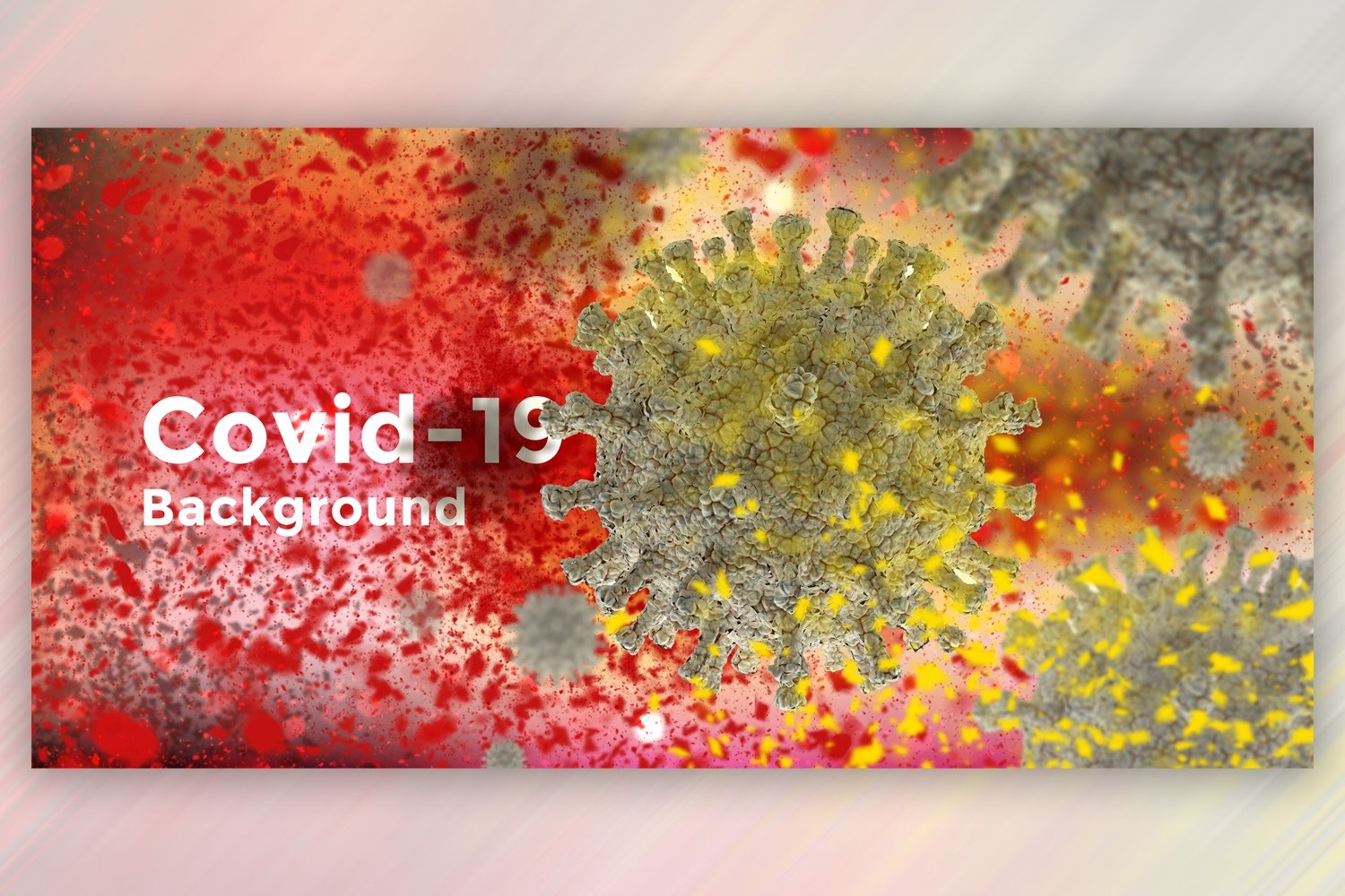 Coronavirus Cell in Microscopic View in Red And Yellow Color Banner Illustration