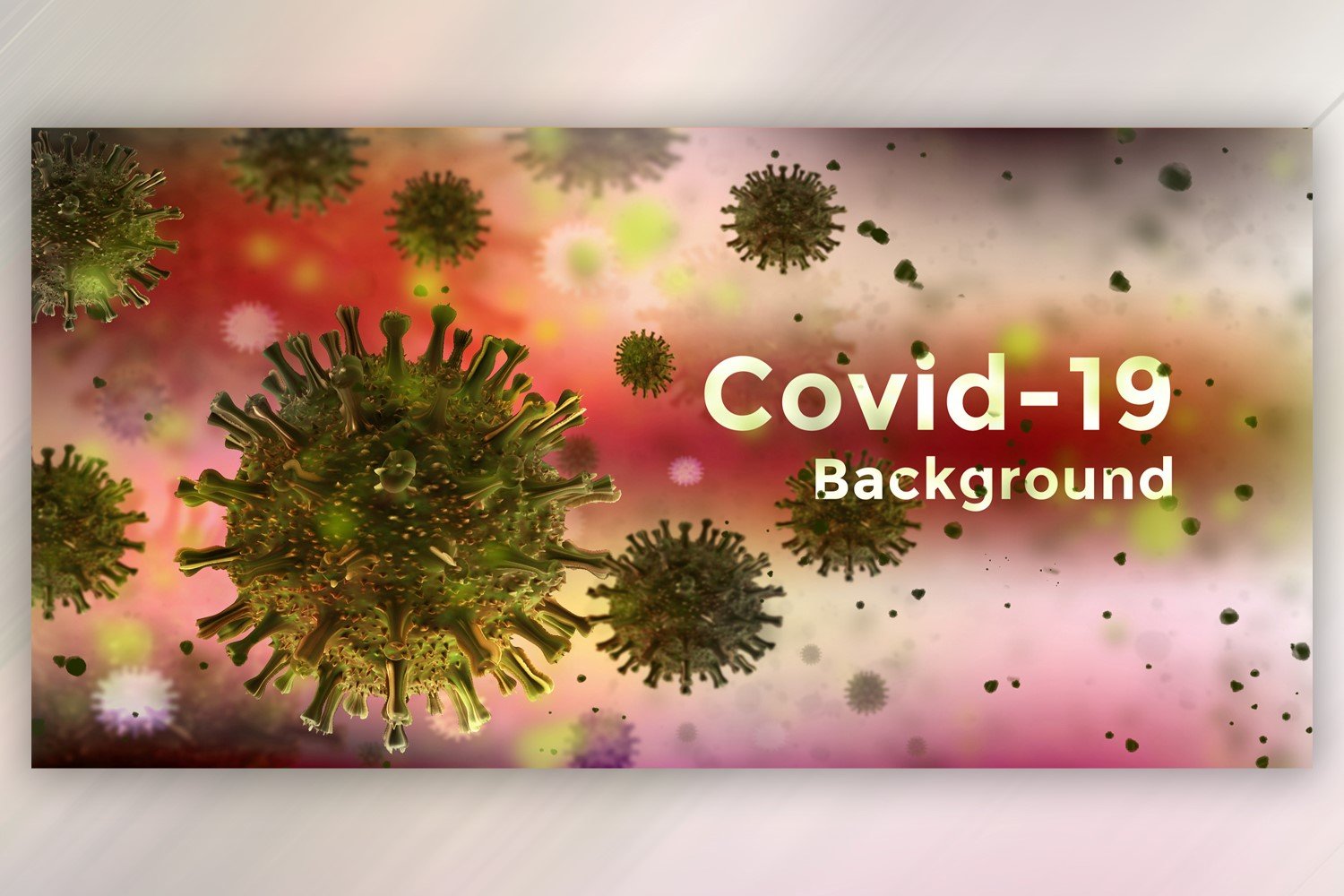 Coronavirus Cell in Microscopic View in Green With Red Color Banner Illustration