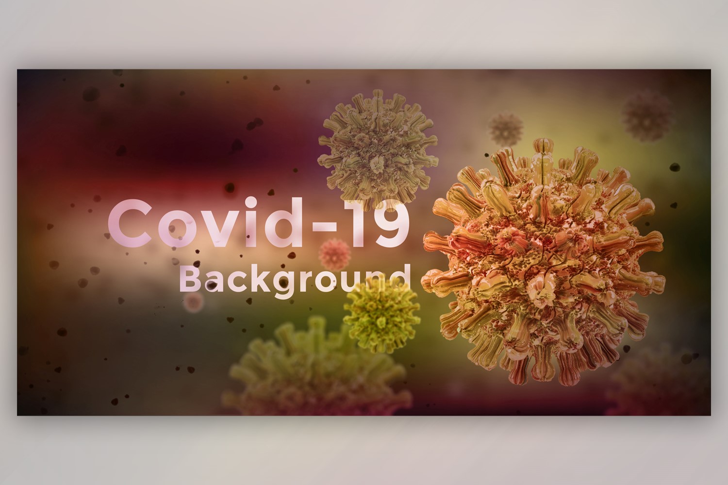 Coronavirus Cell in Microscopic View in Green and Yellow Color Banner Illustration