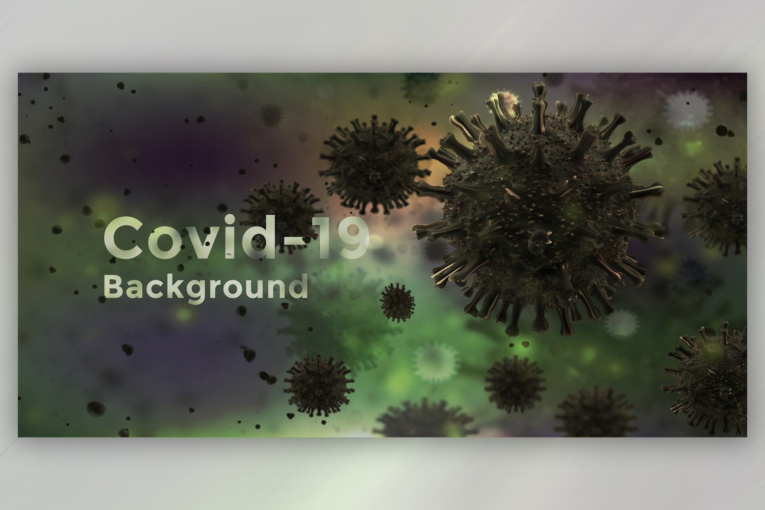 Coronavirus Cell in Microscopic View in Dark Green Colour Banner Illustration