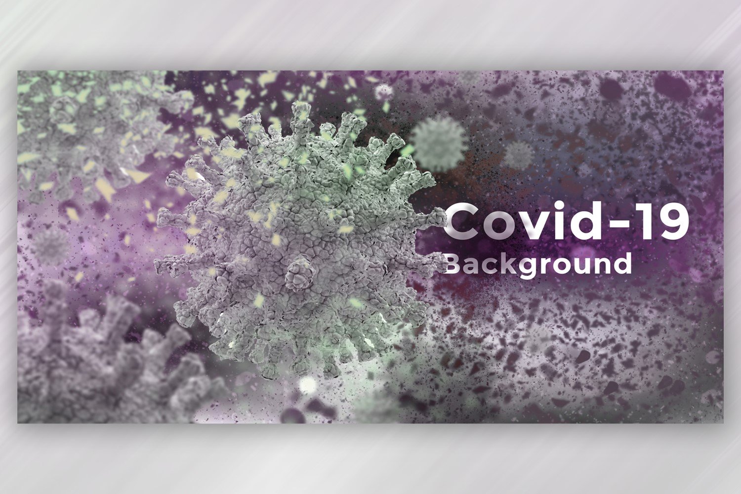 Coronavirus Cell in Microscopic View in purple with Green Colour Banner Illustration