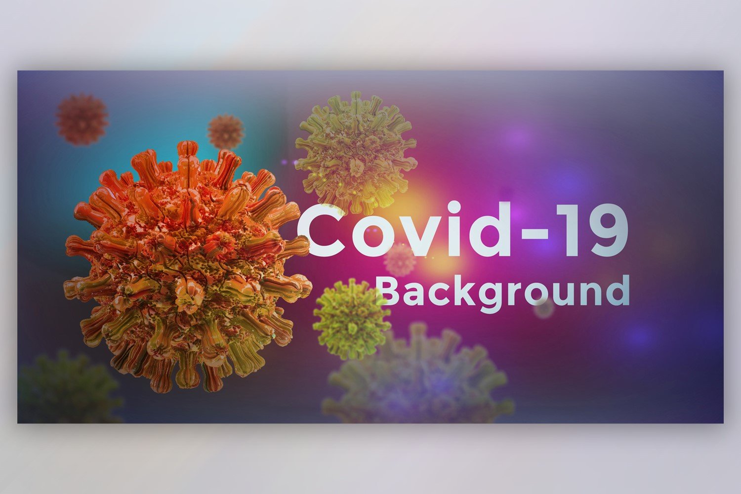 Coronavirus Cell in Microscopic View in Red and Yellow Colour Banner Illustration