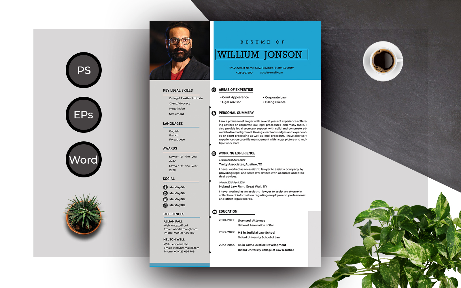 Resume Templates of Willium Jonson Creative Professional CV Resume