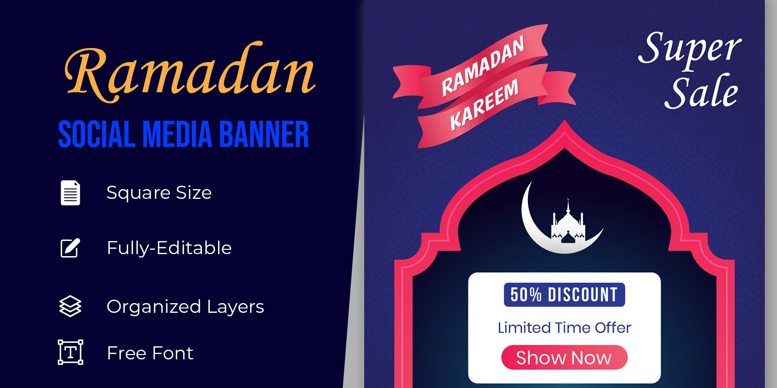 Golden Ramadan Celebration Sale Social Media Banner