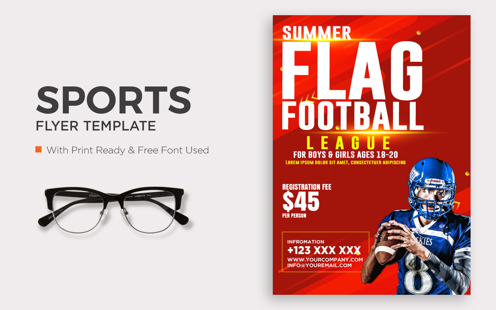 Summer Flag Football Flyer Template Design