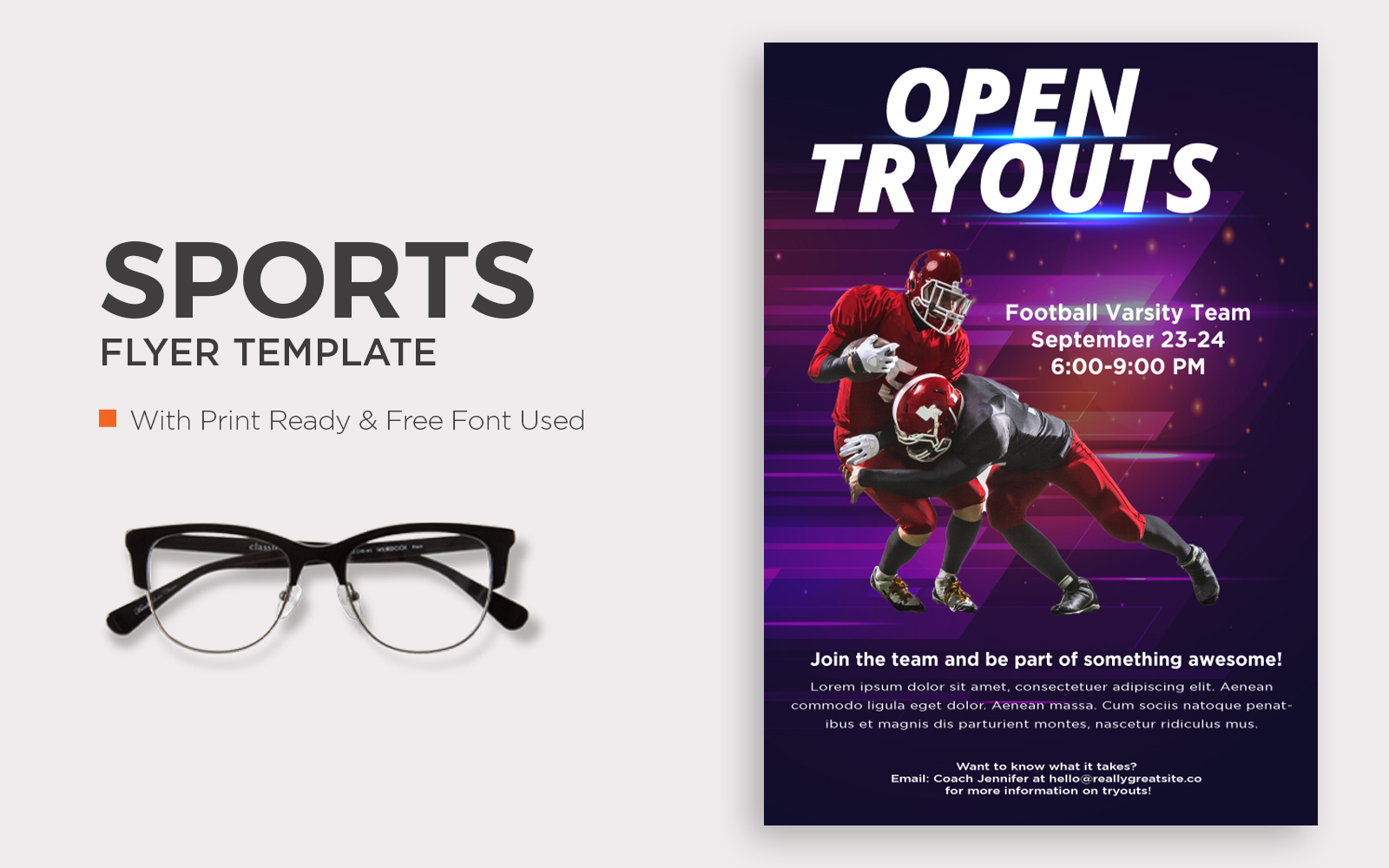 Open Tryouts Sports Flyer Design