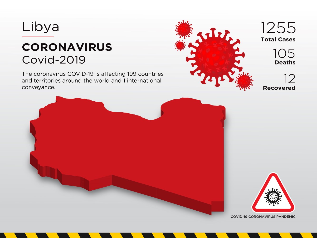Libya Affected Country 3D Map of Coronavirus Corporate Identity Template