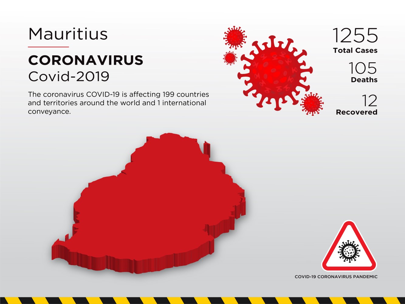 Mauritius Affected Country 3D Map of Coronavirus Corporate Identity Template