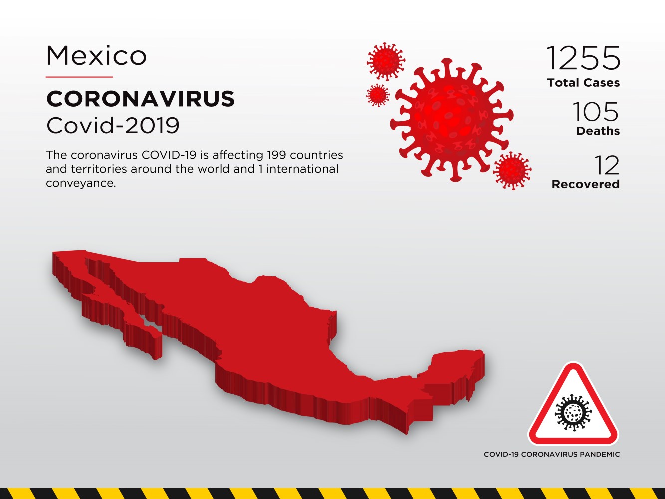 Mexico Affected Country 3D Map of Coronavirus Corporate Identity Template