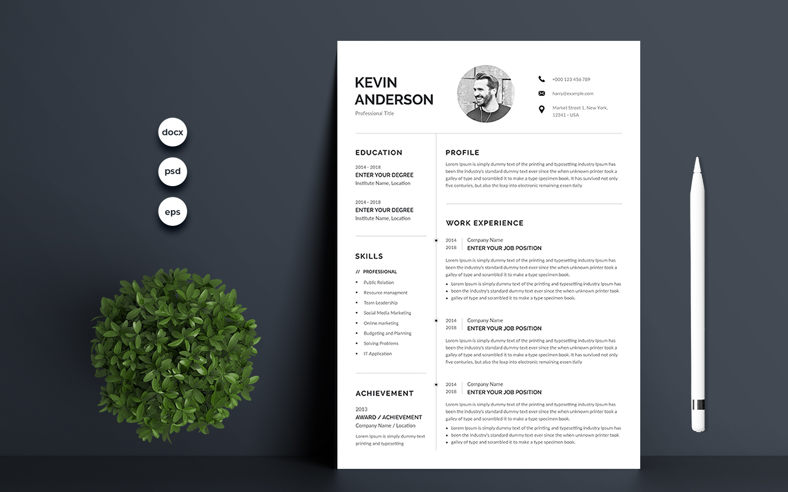 Kevin  Anderson Resume Template