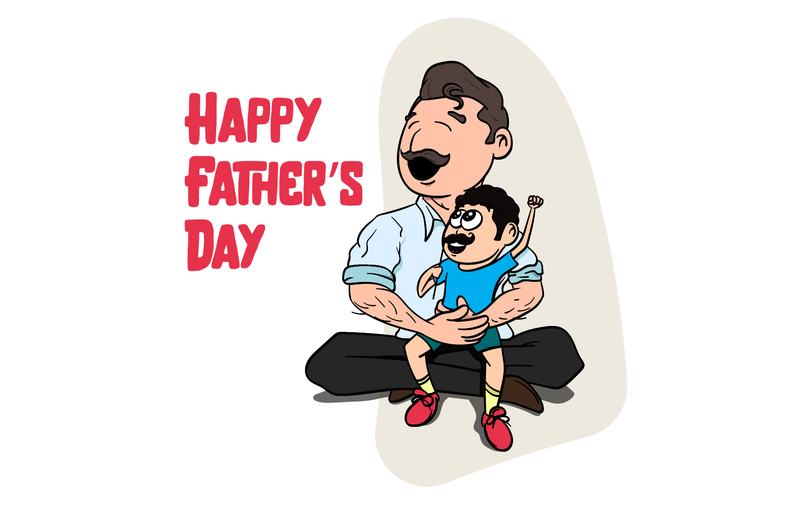 Happy Father's Day Kids Playing Vector Illustration