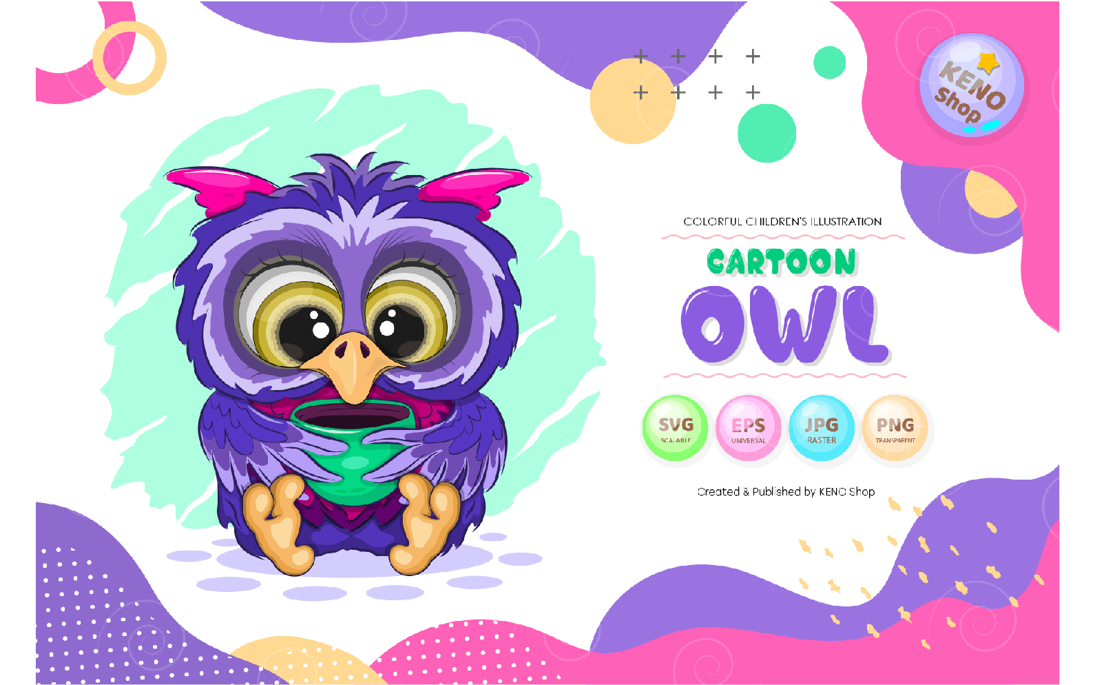 Cartoon Owl With a Cup Vector