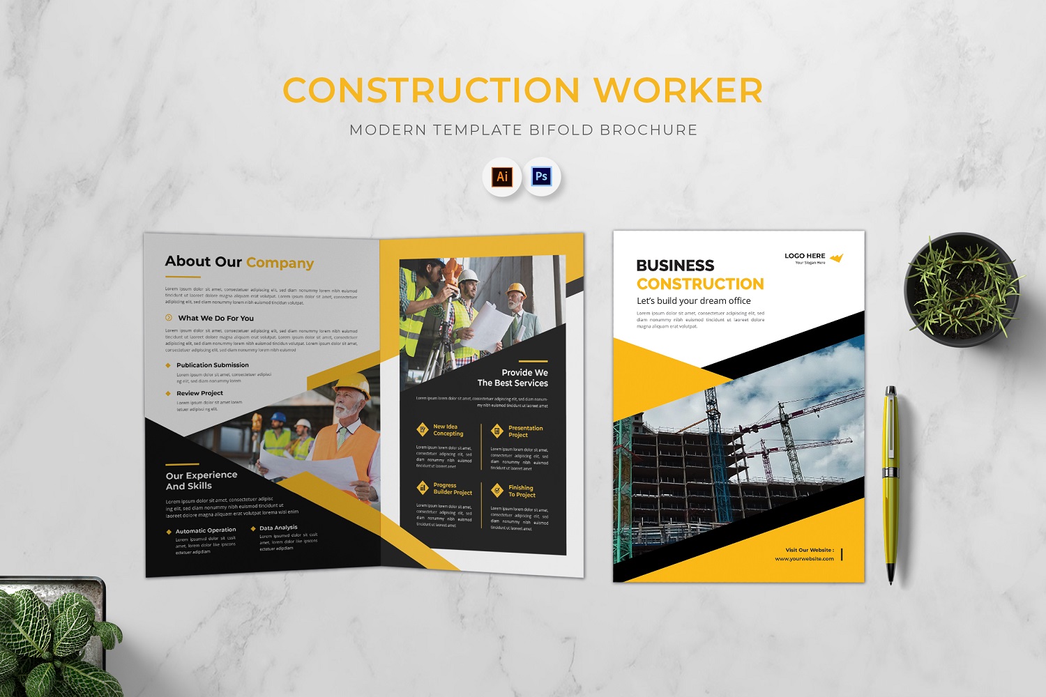 Construction Worker Bifold Brochure