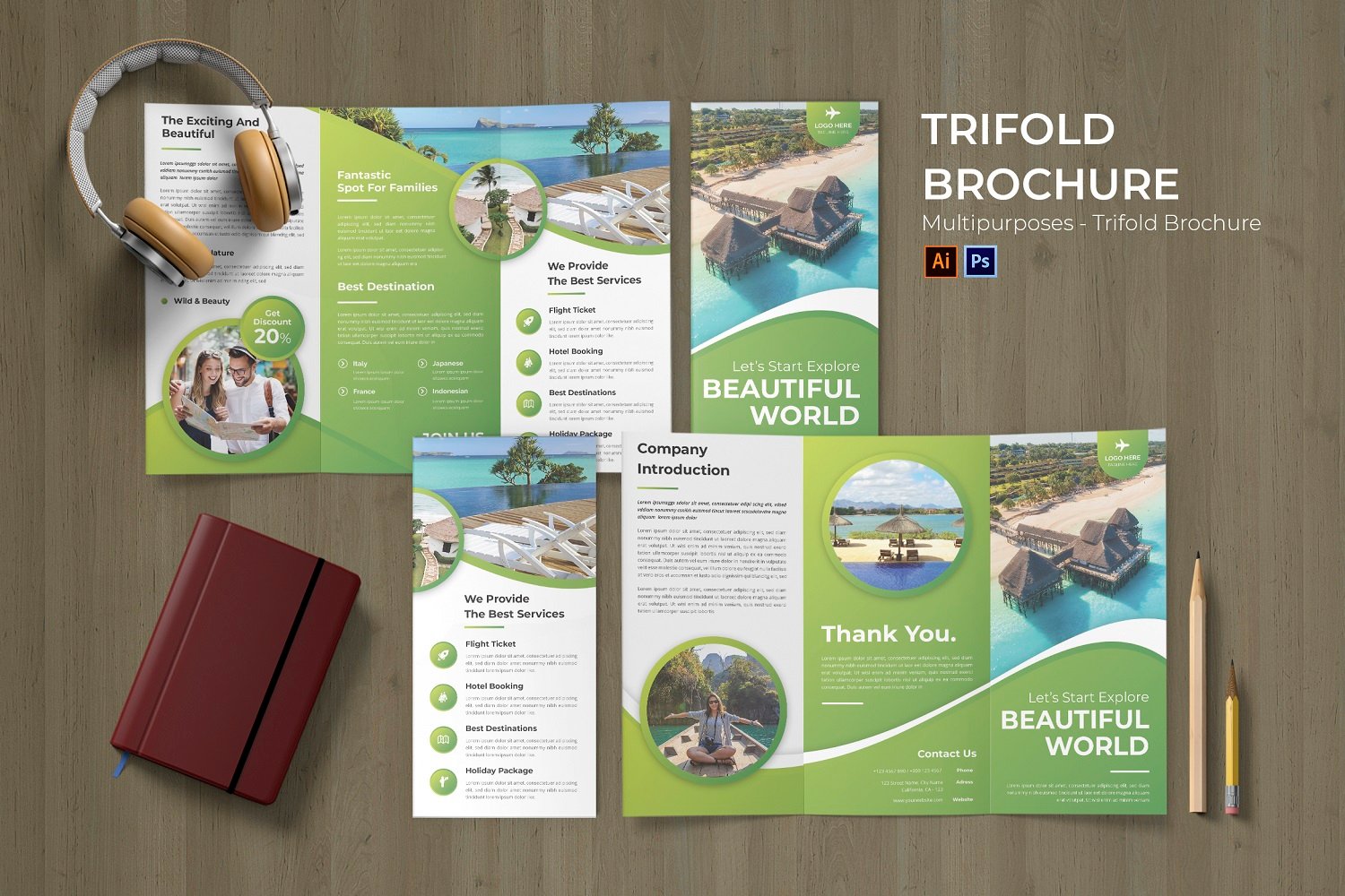 Beautiful Travel Flyer Trifold Brochure