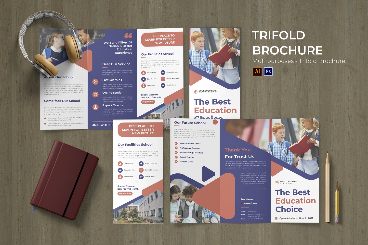 School Admission Flyer Trifold Brochure