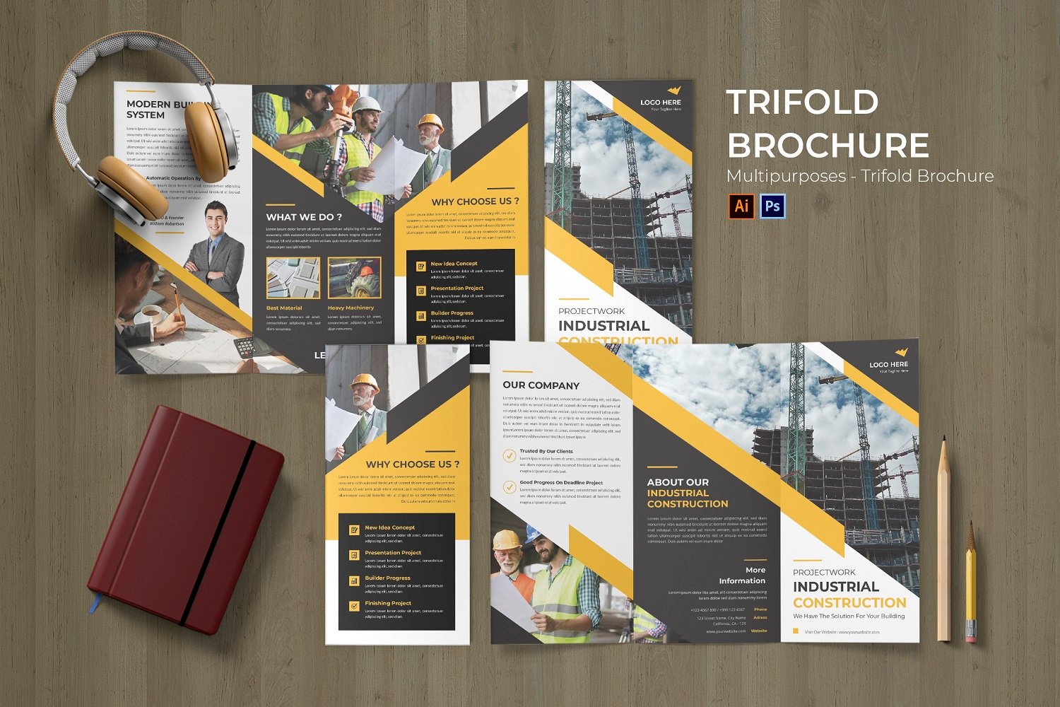 Construction Site Flyer Trifold Brochure