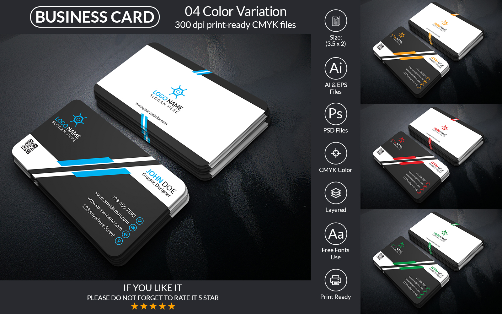 Business Card Template Design With Vector Format
