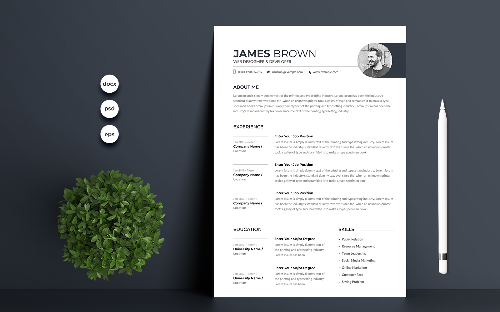 James Brown Premium Resume Template