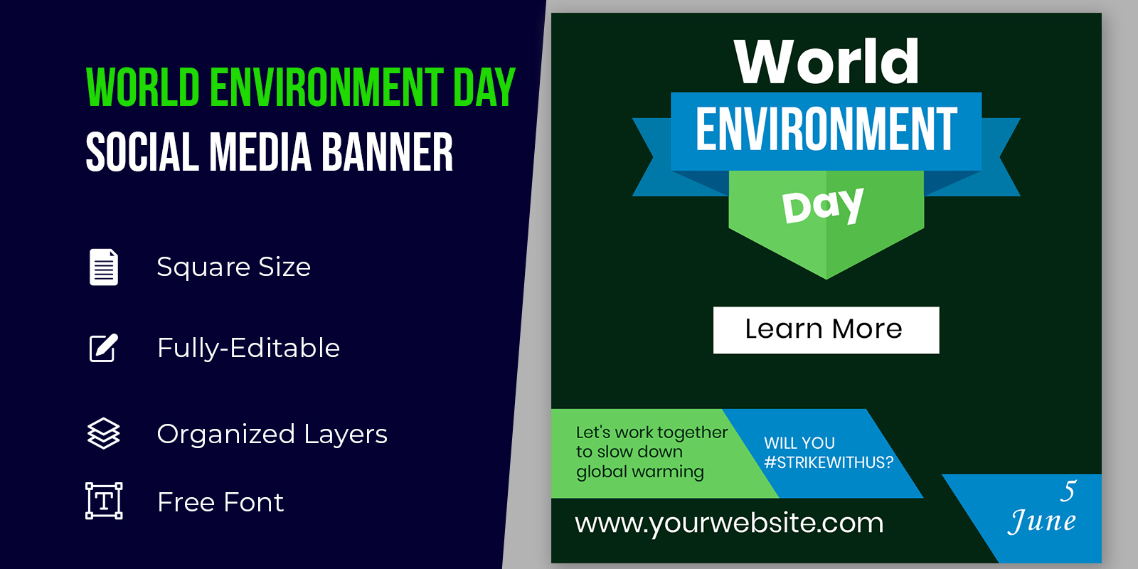 World Environment Day Social Media Banner Typography