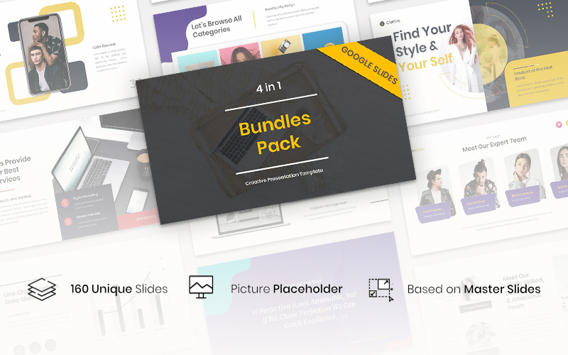 4 in 1 Bundles Pack Creative PowerPoint Template