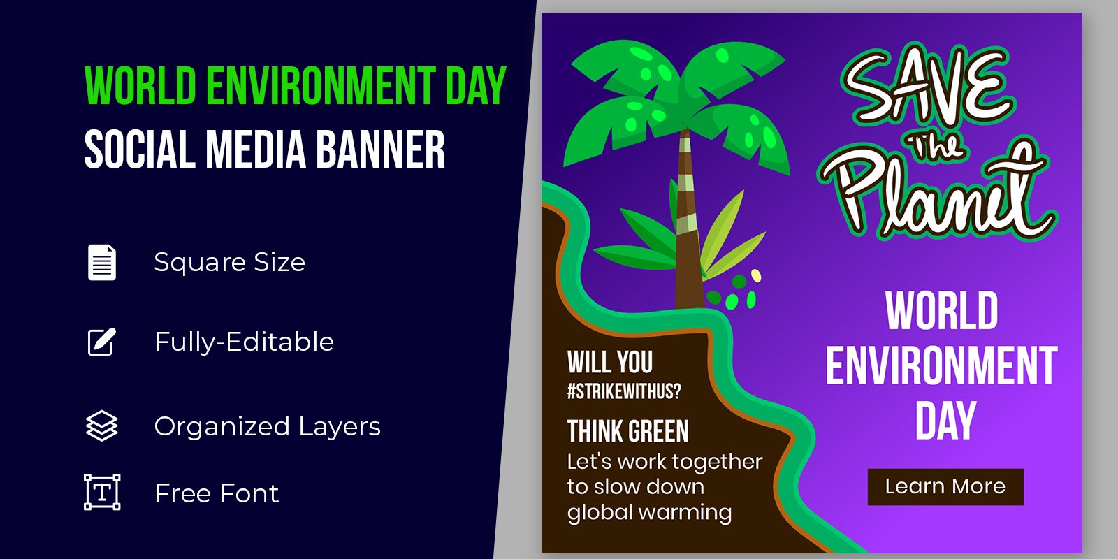 Abstract Happy World Environment Day Social Media Banner