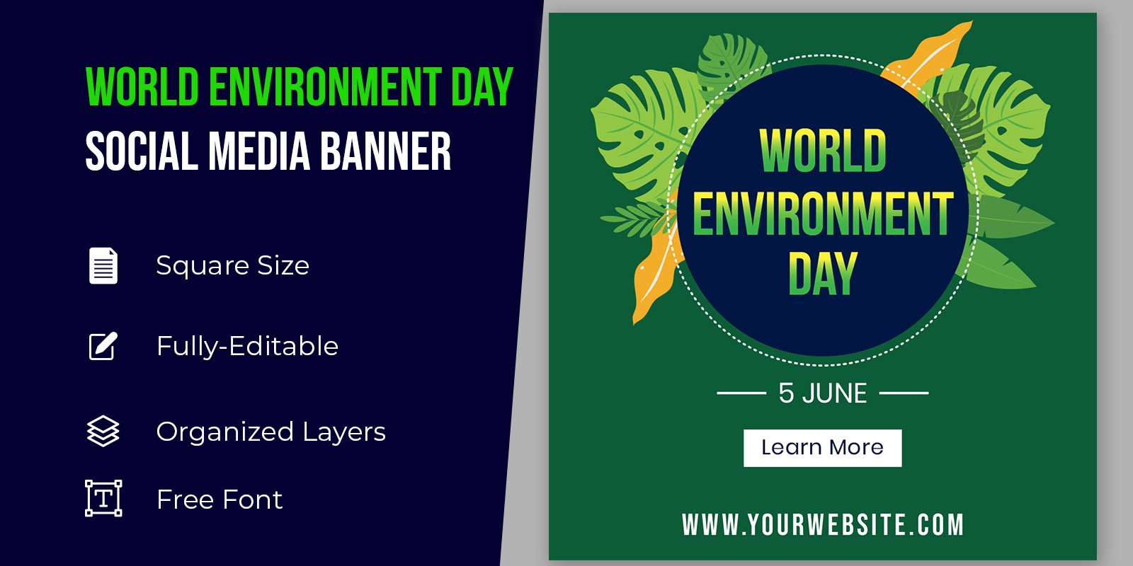 World Environment Day Natural Design With Leaf Corporate identity template