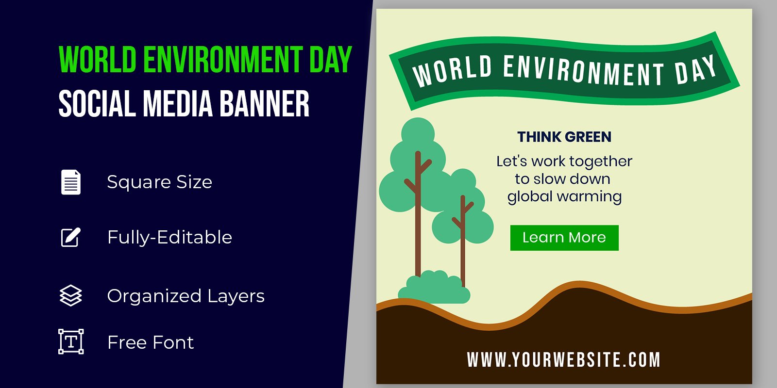 World Environment Day Illustration Design Natural Tree Corporate identity template