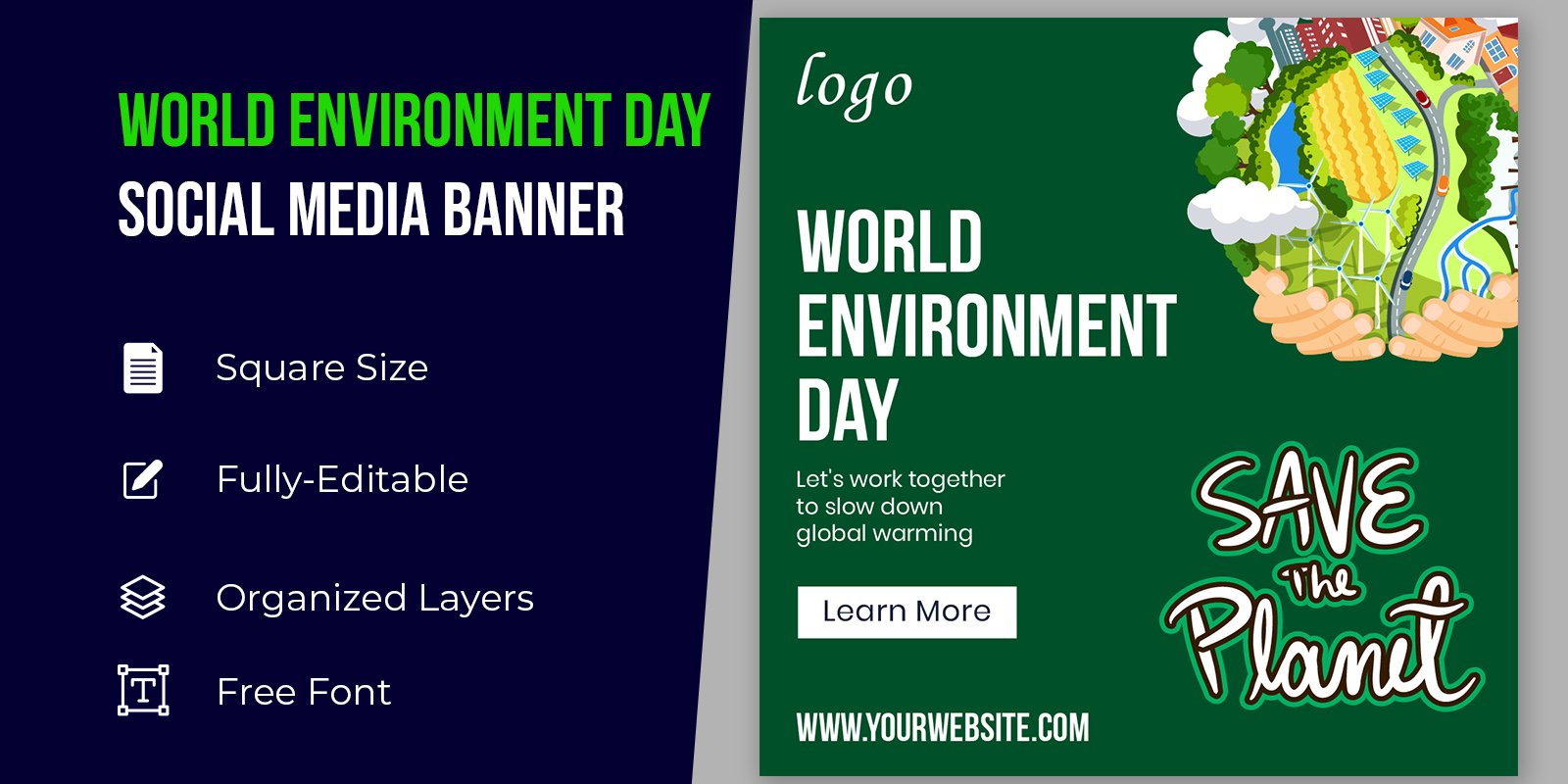 Happy World Environment Day Isometric City Corporate identity template