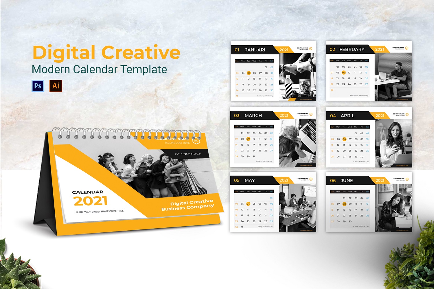 Digital Creative Desk Calendar Planner