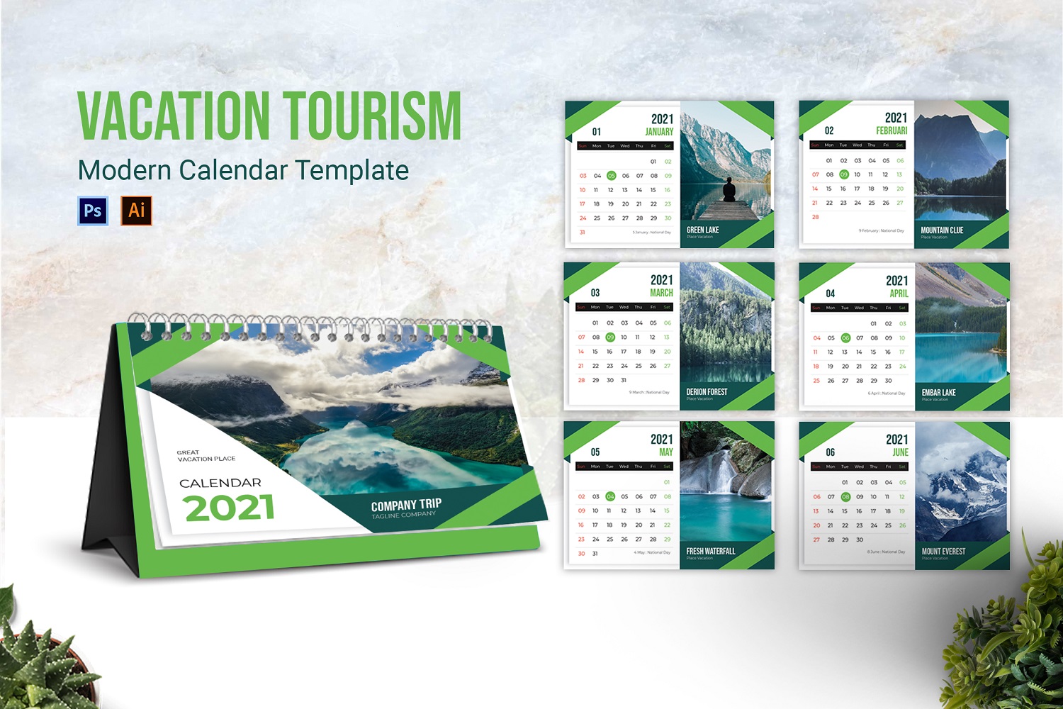 Vacation Tourism Desk Calendar Planner